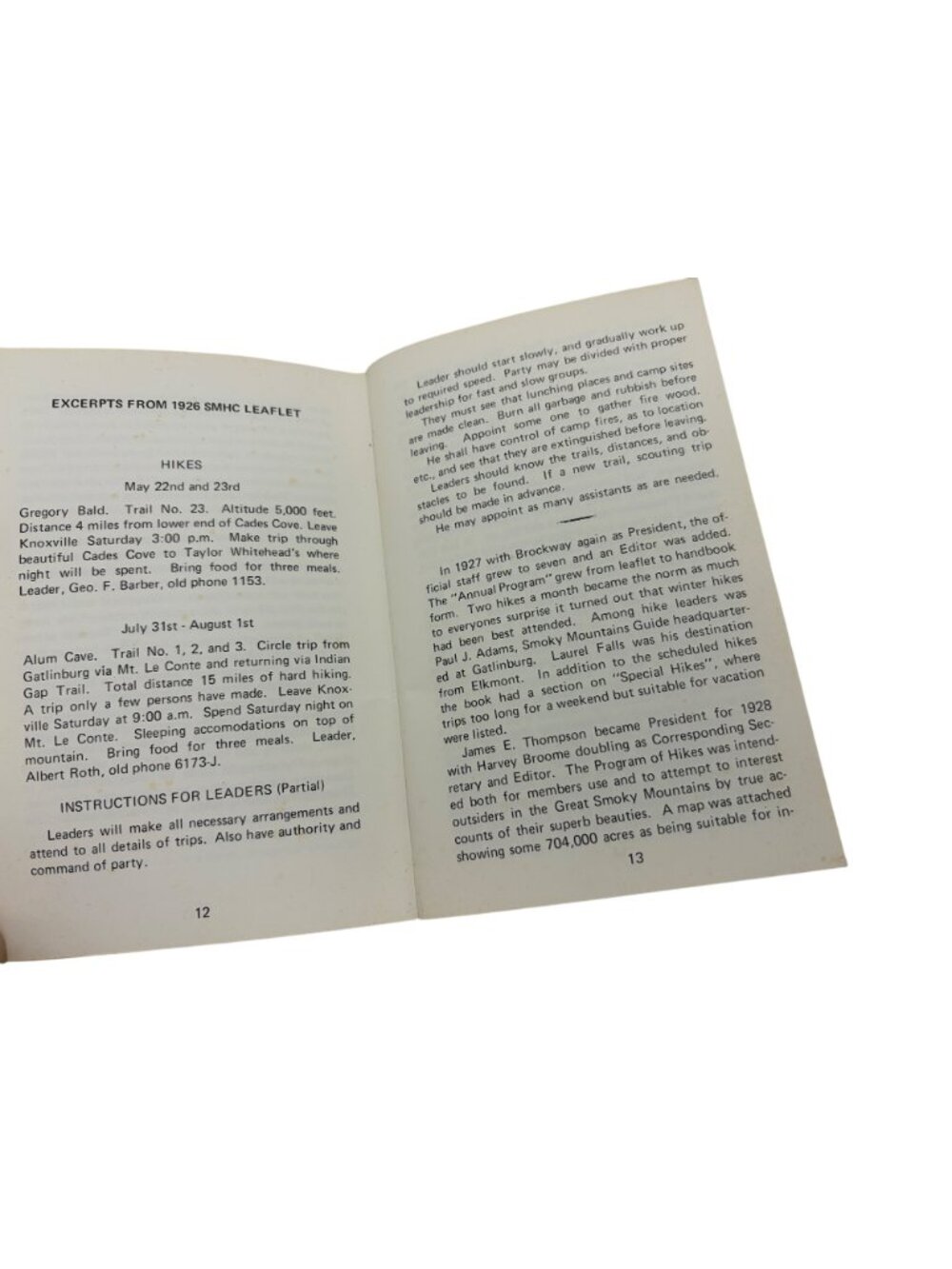 Smoky Mountains Hiking Club Ephemera Lot 1937 1951 1976 1926 Pamphlet Reprint - Picture 4 of 12